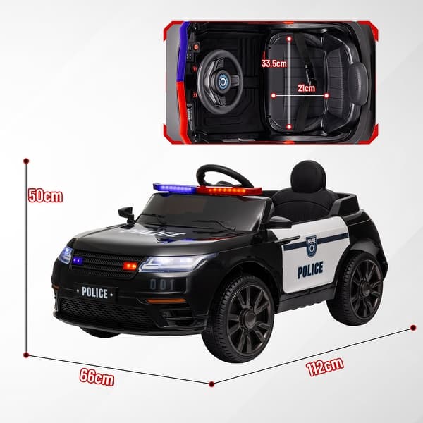dimension image slide 1 of 2, 12V Kids Ride-On Electric Car with Remote, Spring Suspension & Interactive Features - Black