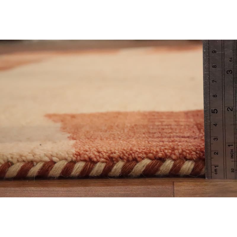 Hand Knotted Oriental 100% Wool Carpet Modern Bordered Brown Gabbeh Area Rug - 7' 9'' X 5' 7''