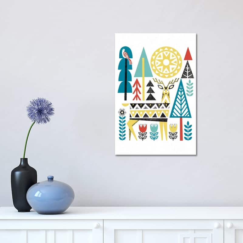 iCanvas "Folk Lodge (Deer II)" by Michael Mullan Canvas Print - 18x12x1.5