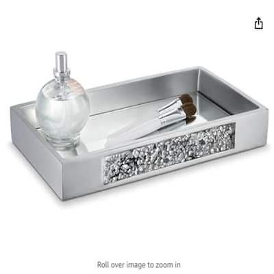 Creative Scents Silver Mosaic Vanity Mirror Tray for Dresser - Gray - Gray