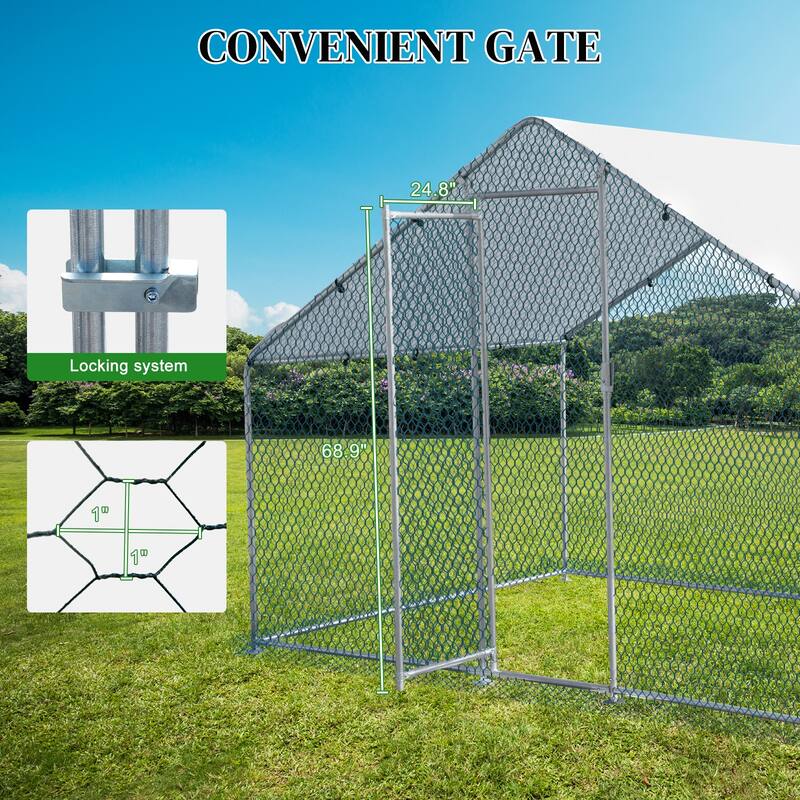 Large 6.5 x 10 ft Metal Chicken Coop, Waterproof Cage for Backyard