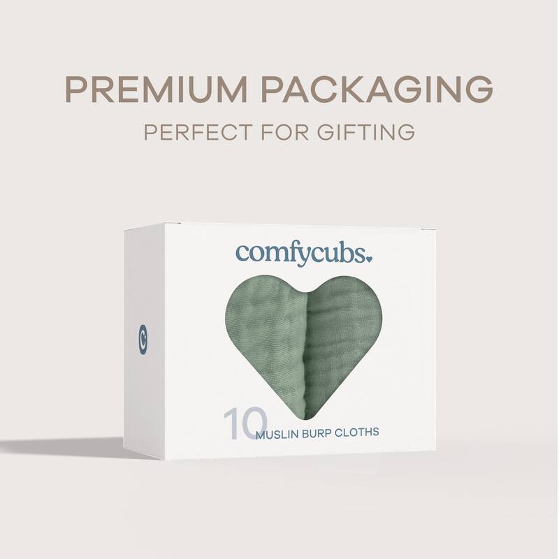 Muslin Burp Cloths Large 100% Cotton by Comfy Cubs