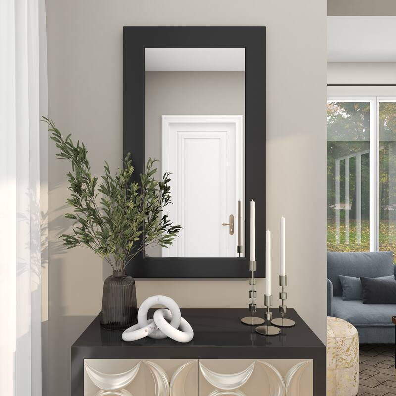 Black Wooden Room Wall Mirror