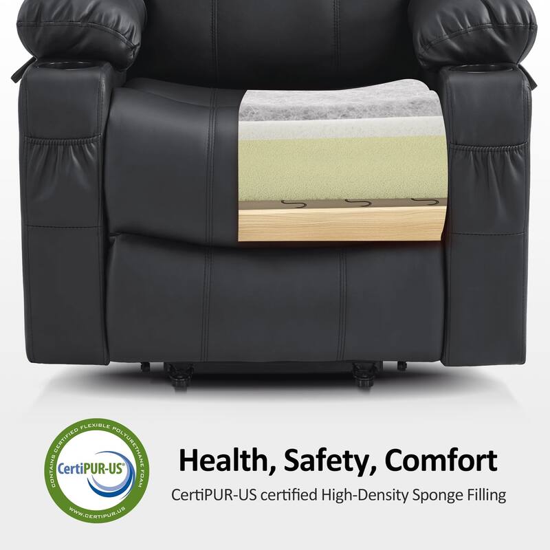 MCombo Electric Power Lift Recliner Chair Sofa with Massage and Heat, 3 Positions, USB Ports, Faux Leather 7040