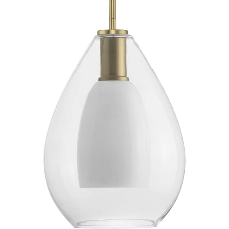 Carillon Collection One-Light Brushed Gold Contemporary Pendant - 9.87 in x 9.87 in x 14.25 in - 9.87 in x 9.87 in x 14.25 in