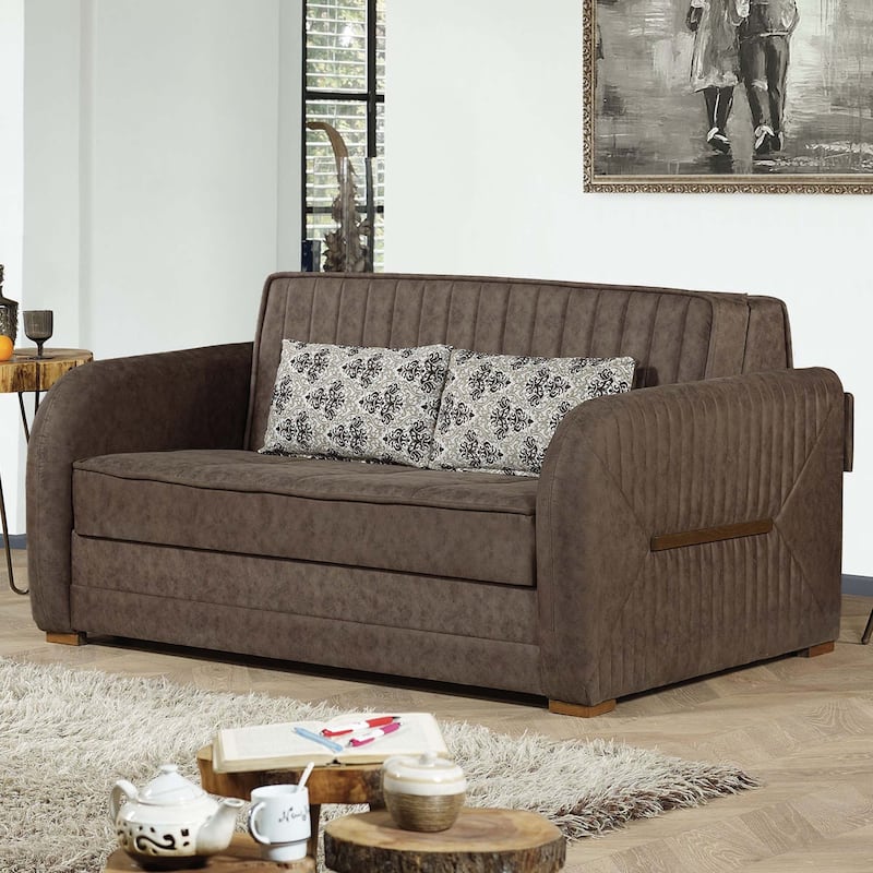 Collection Upholstered Convertible Loveseat With Storage
