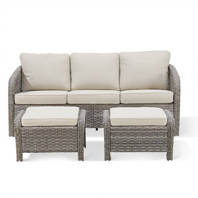Pocassy Outdoor Patio Wicker Sofa Chair Furniture Set