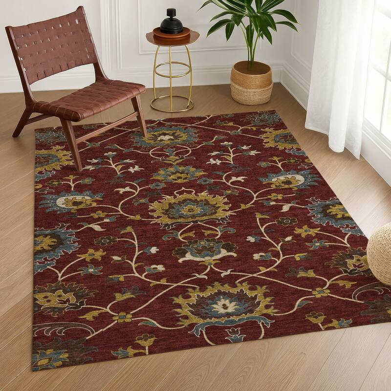 Machine Washable Indoor/ Outdoor Traditional Luna Chantille Rug