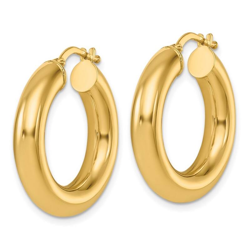 Curata 14k Yellow Gold Polished Round Tube Hoop Earrings - 26.6x25.2mm