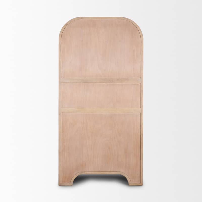 Sorina Reverse Fluted Light Brown Wood Curio Cabinet - 36.0L x 17.0W x 72.0H