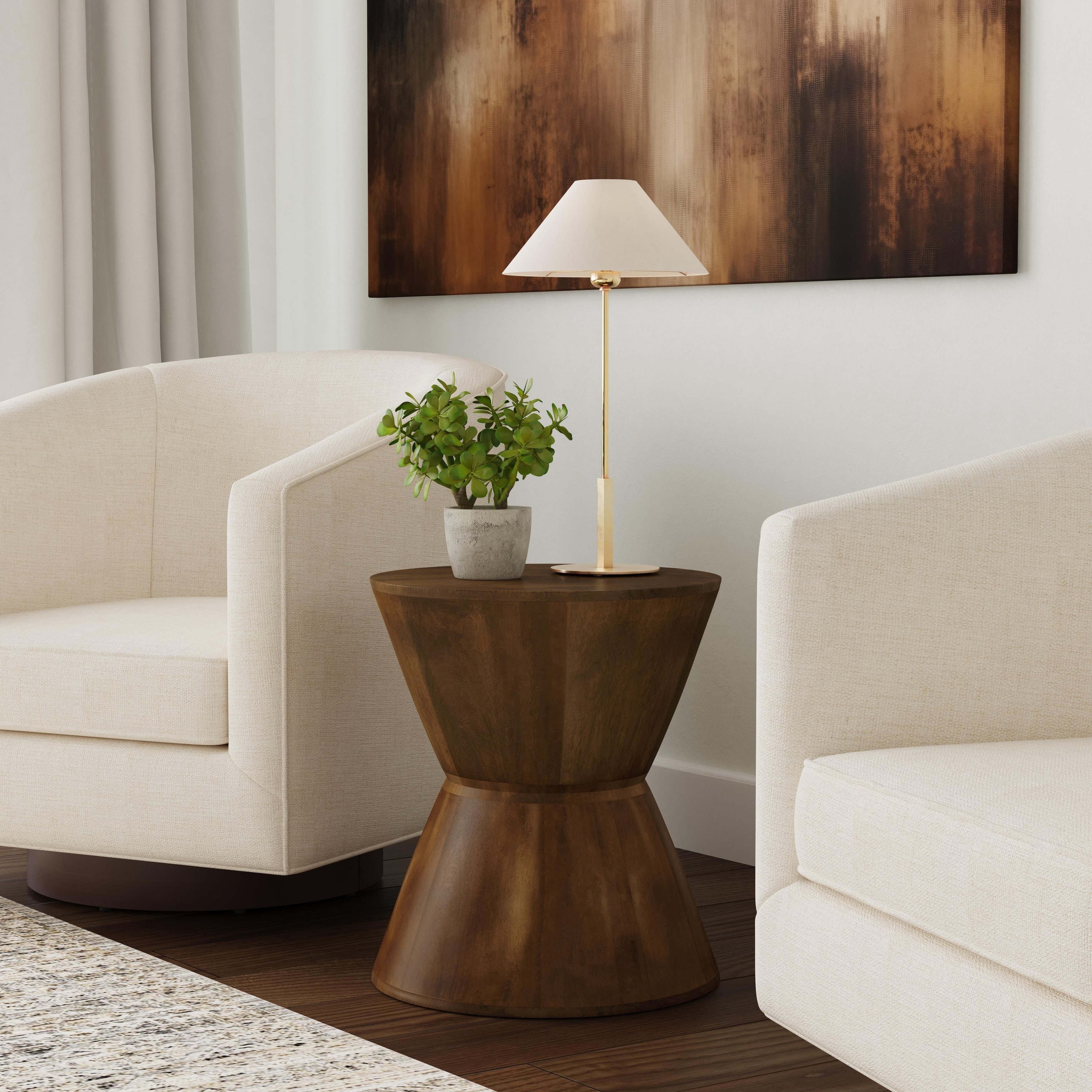 HomePop Walnut Mango Wood Side Table