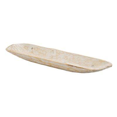 Luxury Living Furniture Solid Wood White Hand-Carved Jumbo Decorative Bowl for Tabletop and Kitchen, Coffee Table Centerpiece