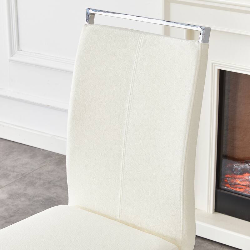 Suede-like Tech Fabric Dining Chairs:Ergonomic Arc Backrest+Reinforced Metal Frame.Set Of 2