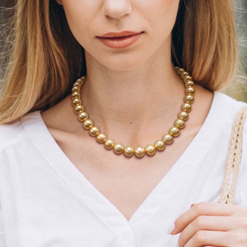 Miadora 14-16.5mm Golden South Sea Cultured Graduated Necklace in 14k Yellow Gold