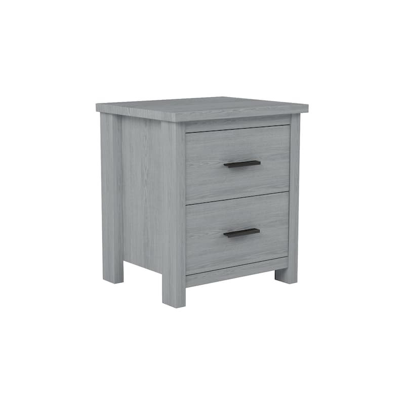 Dark Walnut Vintage Nightstand with Two Spacious Drawers, Simple & Modern Design