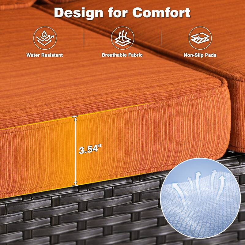 OVIOS 9-piece Patio Wicker Swivel Rocking Chair Set With Fire Pit