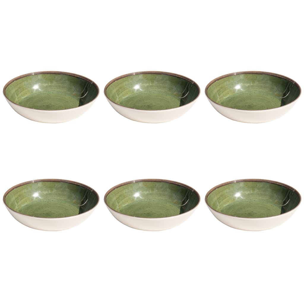 Abode Homewares Retreat Pottery NewWave Melamine Low Bowl - Green - 8.1" - Set of 6