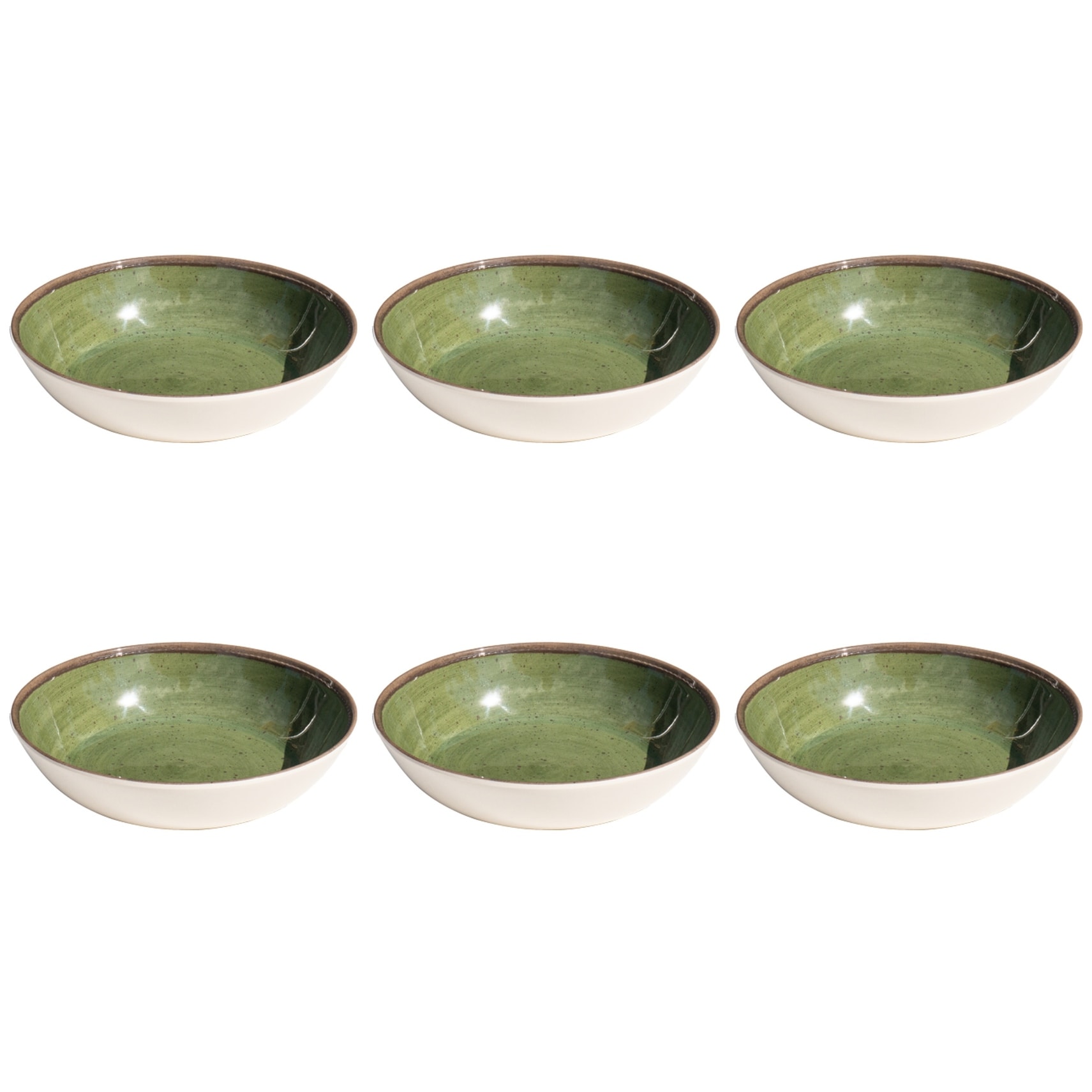 Abode Homewares Retreat Pottery NewWave Melamine Low Bowl - Green - 8.1" - Set of 6