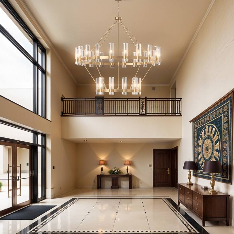 KAYLA 60in 30-Lights Gold Luxury Wagon Wheel Chandelier