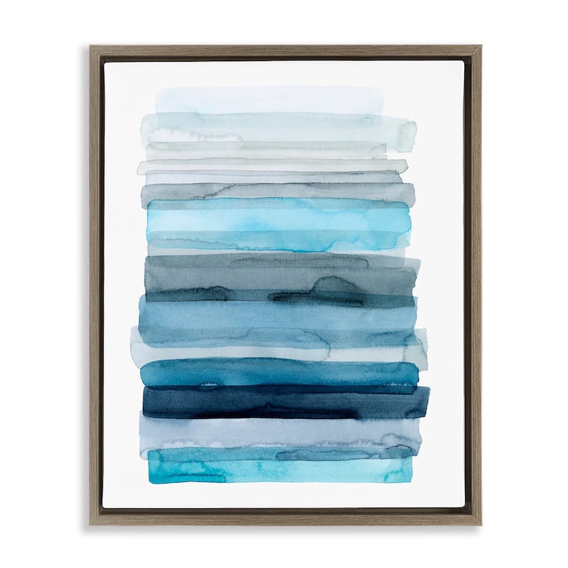 Stupell Water Inspired Blue Grey Ombre Abstract Lines Floater Frame - 17 x 21 - Brown