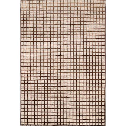 Checkered Oriental Gabbeh Kashkoli Area Rug Hand-knotted Wool Carpet - 3'11" x 5'11"