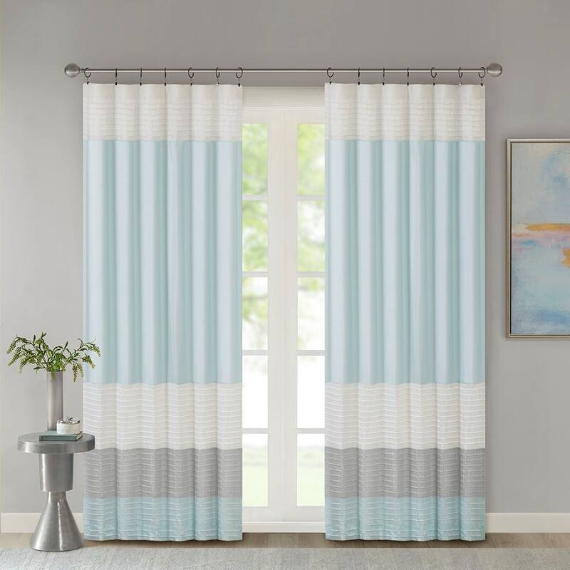 Polyoni Pintuck Curtain Panel - Blue Multi