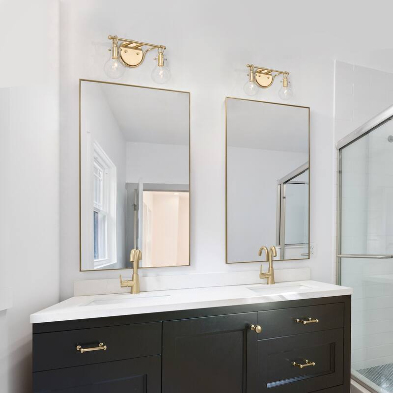 Carson Carrington Modern 2/3/4-Light Gold Bathroom Vanity Lights Glass Wall Sconces