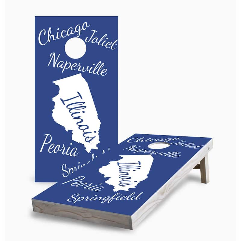 Illinois State Pride Cornhole Game (Choose Wraps or Boards) - 2x4 Boards (24" x 48") - Include Hole Lights
