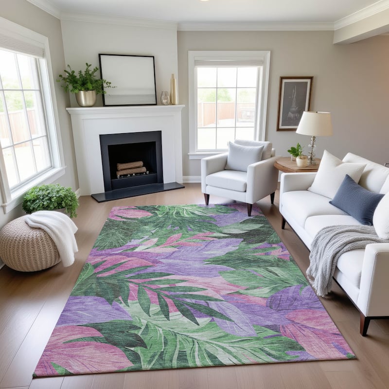 Premium Washable Super Soft Tropical Floral Mayfield Rug - Sage - 2'6" x 3'10"