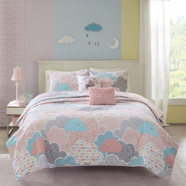 Urban Habitat Kids Bliss Pink Cotton Printed 5-piece Coverlet Set