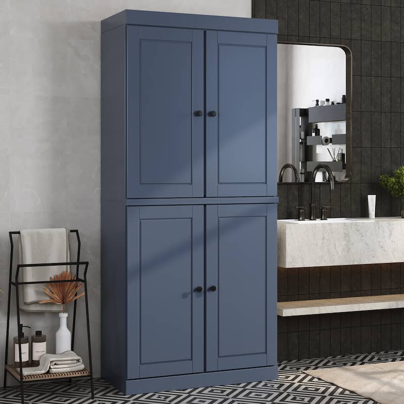 100% Solid Wood 32" Bathroom Cabinet with Optional Doors by Palace Imports - Antique Blue - 4 Doors Solid