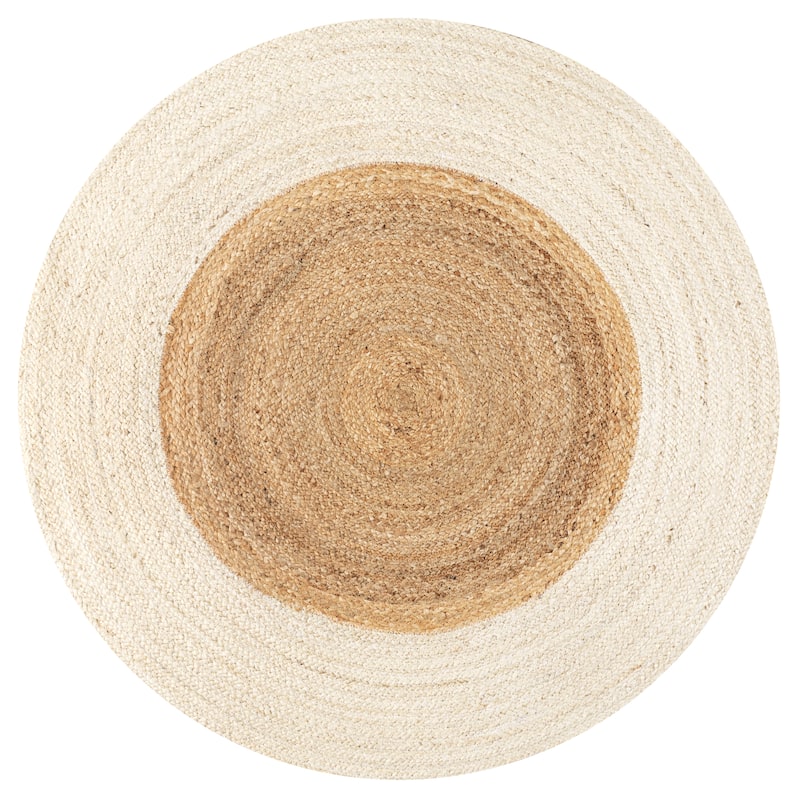JONATHAN Y Sumak Two-Tone Jute Hippy Circle Area Rug - 6' Round