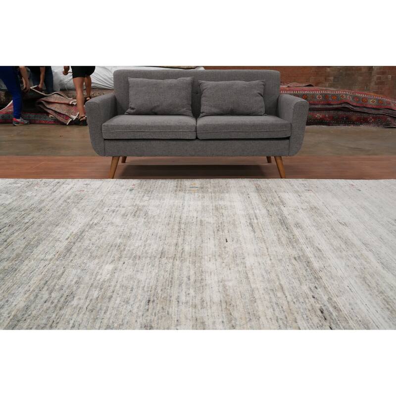 Hand Knotted Oriental Viscose Silk Carpet Tribal Animal Pictorial Multi-Colored Gabbeh Area Rug - 11' 11'' X 9' 0''