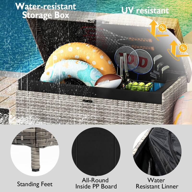 230 Gallon All-Weather Rattan Outdoor Storage Box with Wheels