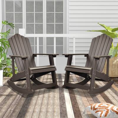 OVIOS Plastic Wood Adirondack Outdoor Patio Rocking Chair (Set of 2)