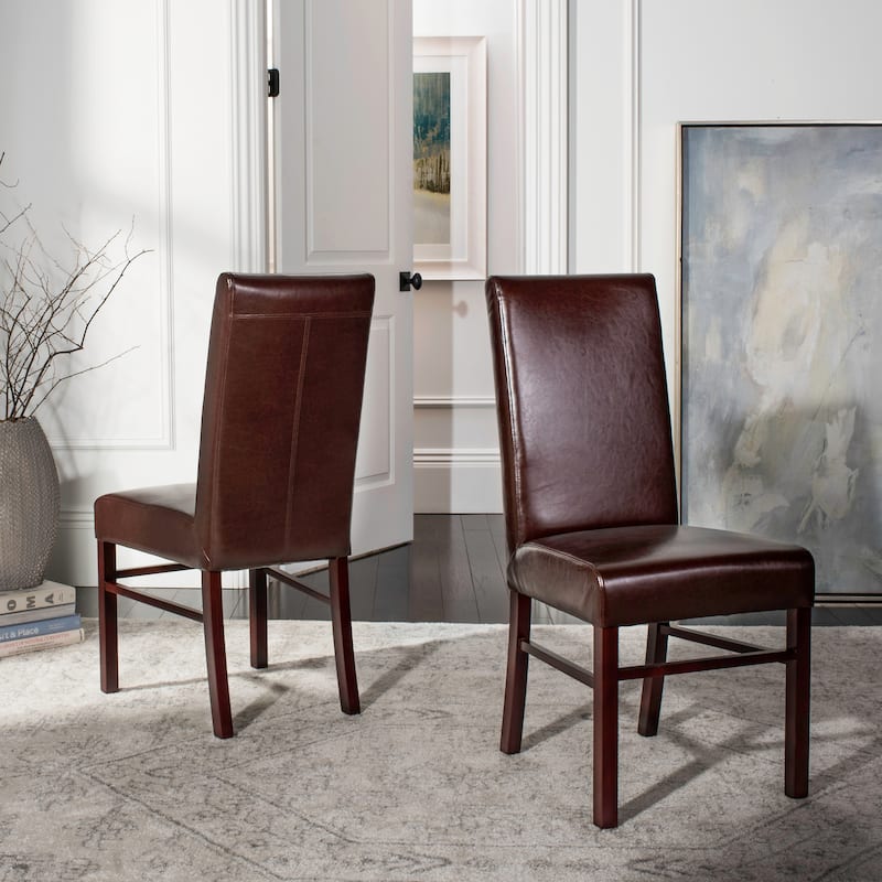 SAFAVIEH Kandi Parsons Stripe Linen Dining Chairs (Pack Of 2) - 18.5" x 23.8" x 39.4" - 19"W x 24"D x 39"H - Brown
