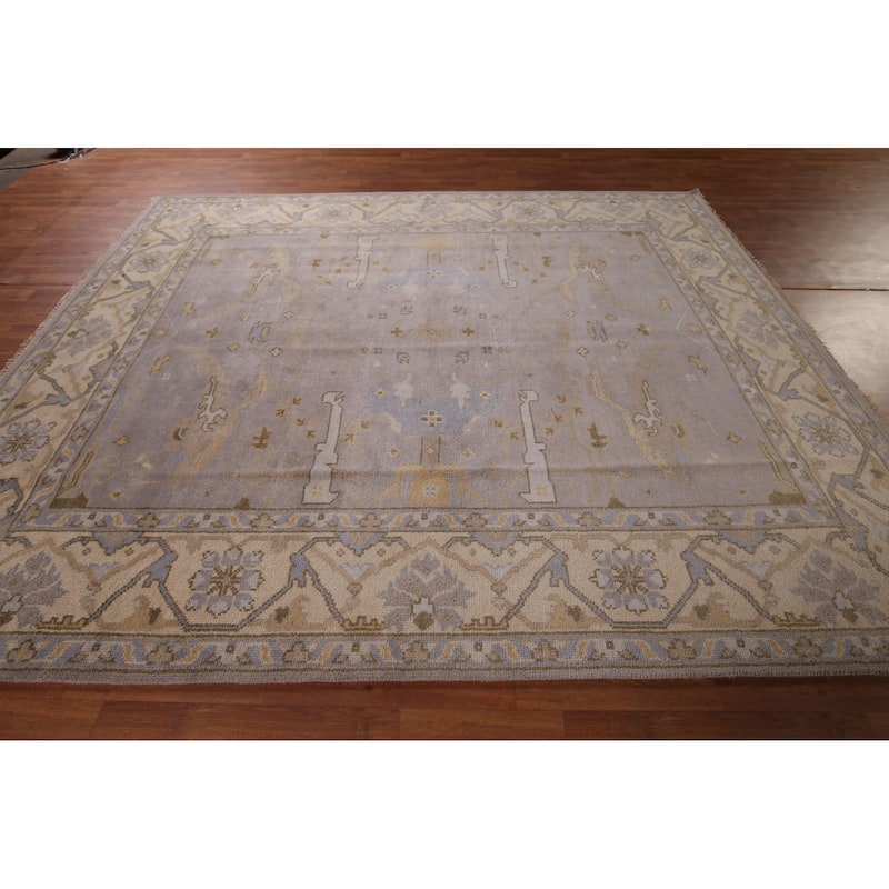 Earth Tone Oushak Indian Area Rug Handmade Transitional Wool Carpet - 8'0"x 9'9"
