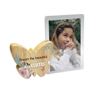 Butterfly With Text And Clear Photo Frame- Dreams Photo Frame