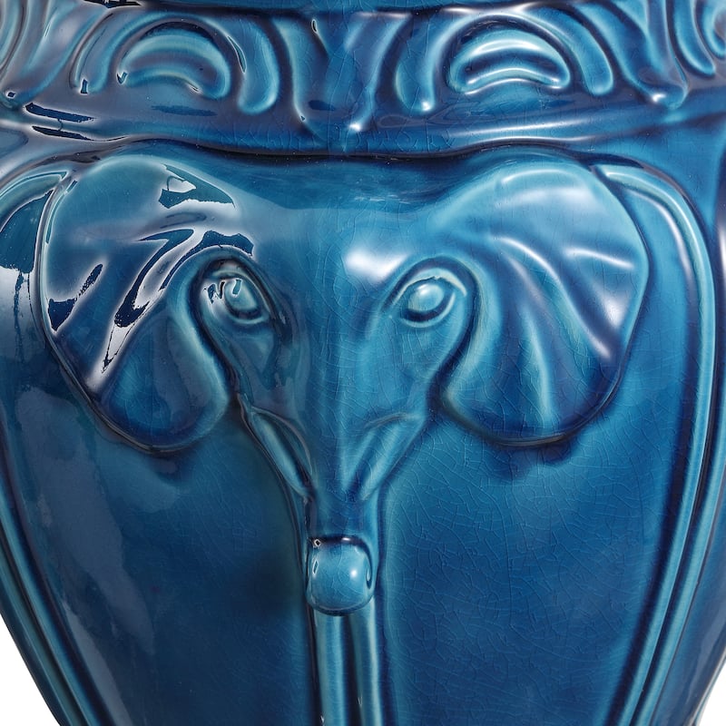 Anita 18" Classic Vintage Ceramic Indoor/Outdoor 4-Elephant Garden Stool, By