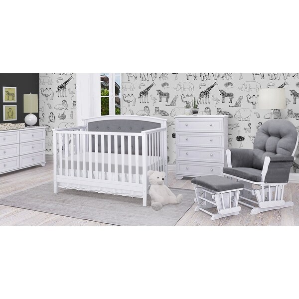 grey tufted crib
