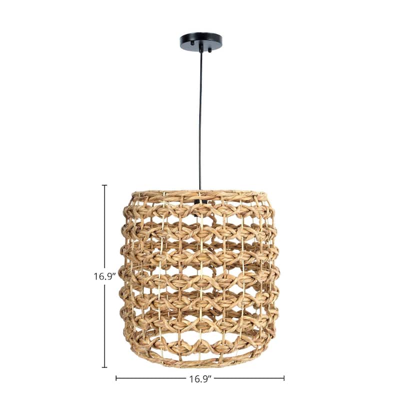 Glow Round Chandelier with Braided Shade, Brown