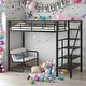 preview thumbnail 2 of 12, Black Twin Size Loft Bed With Bench And Storage Staircase for Home