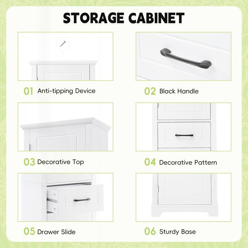 Versatile Freestanding Bathroom Cabinet with Adjustable Shelves and Multiple Storage Options