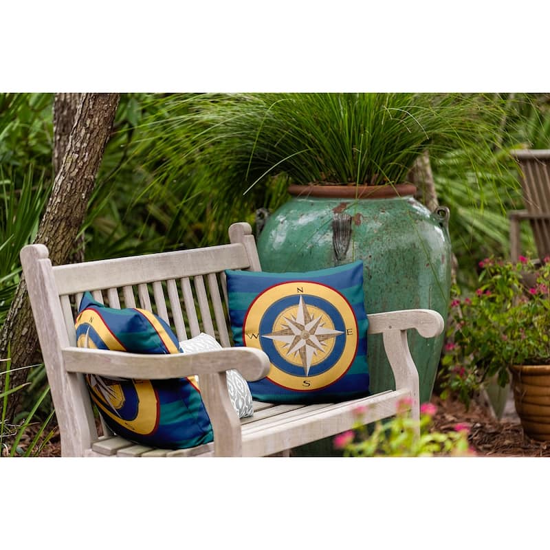 Compass on Stripes Indoor/Outdoor Throw Pillow