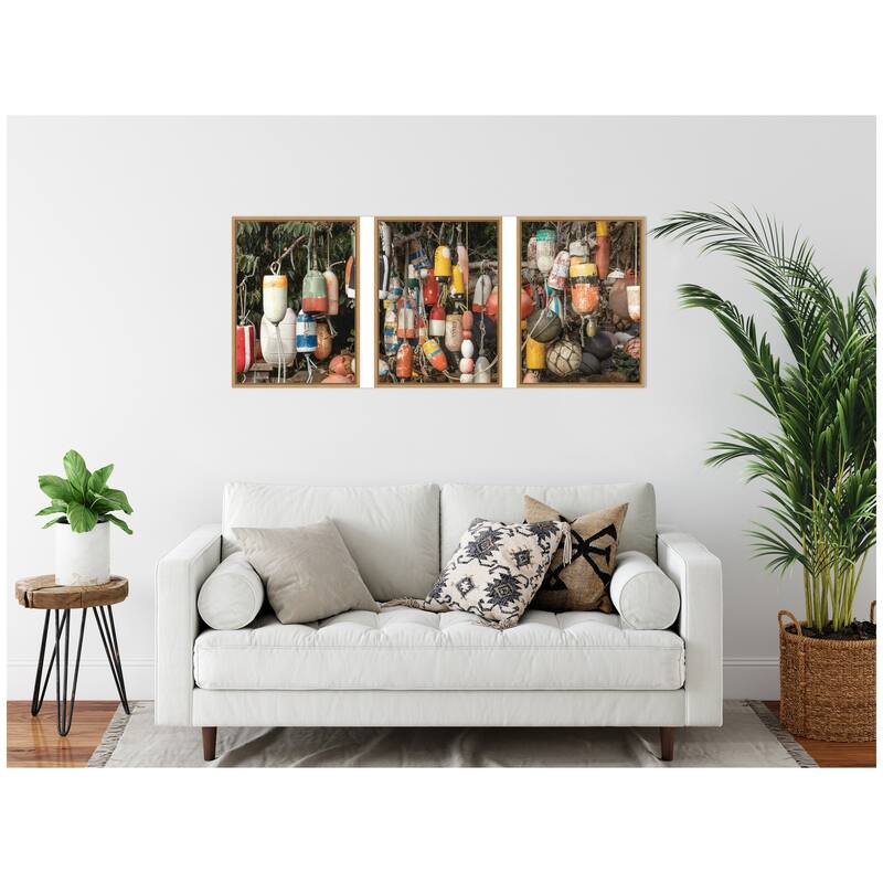 Kate and Laurel Buoys No. 1 No. 2 and No.3 3 Piece Framed Canvas Wall Art Set by Emiko and Mark Franzen F2 Images