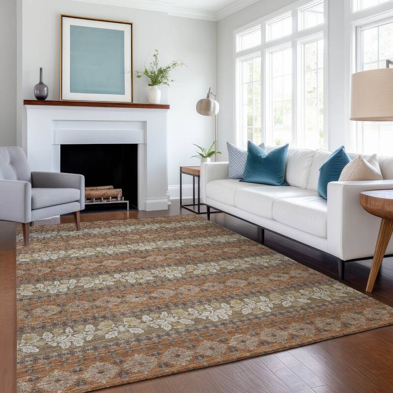 Machine Washable Indoor/ Outdoor Stripe Sochi Chantille Rug