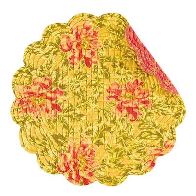 Splendor Cotton Quilted Round Reversible Placemat Set of 6