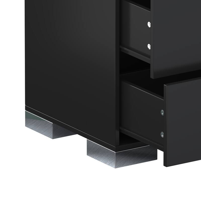 Modern Dresser with Metal Handle, Mirrored Storage Cabinet with 6 Drawers for Bedroom and Living Room