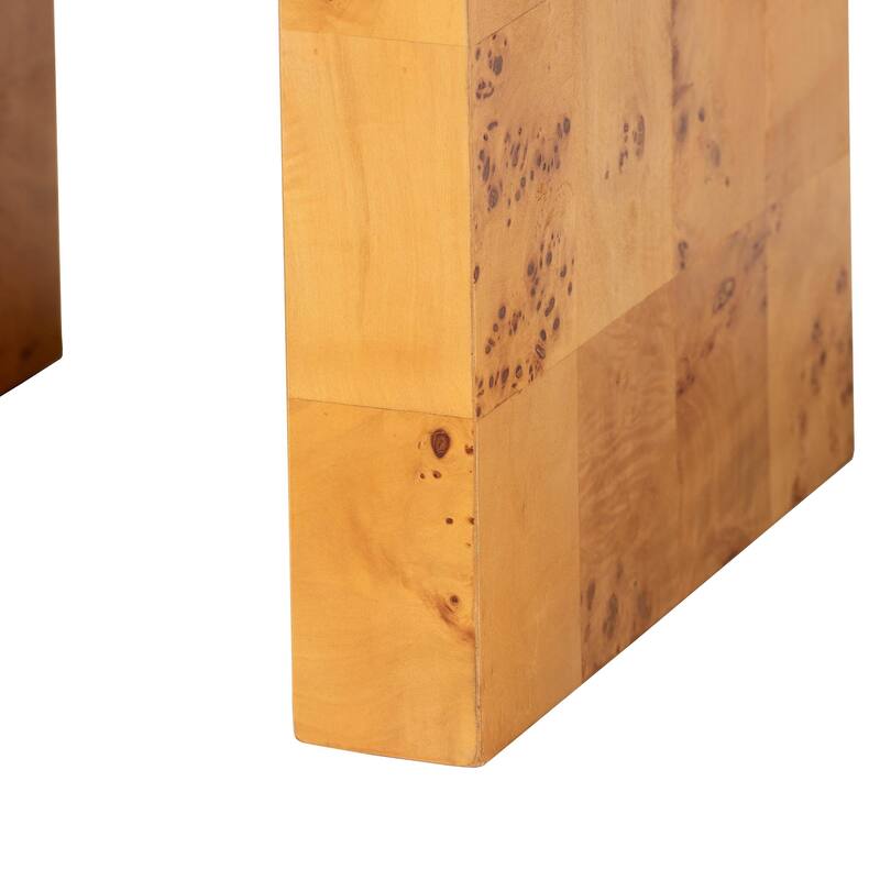 Revelle Modern and Contemporary Natural Light Mappa Real Burl Wood End Table