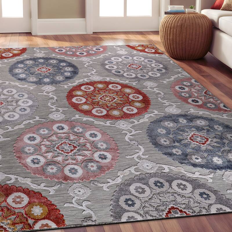 Beverly Rug Equator Medallion Bohemian Indoor Outdoor Area Rug